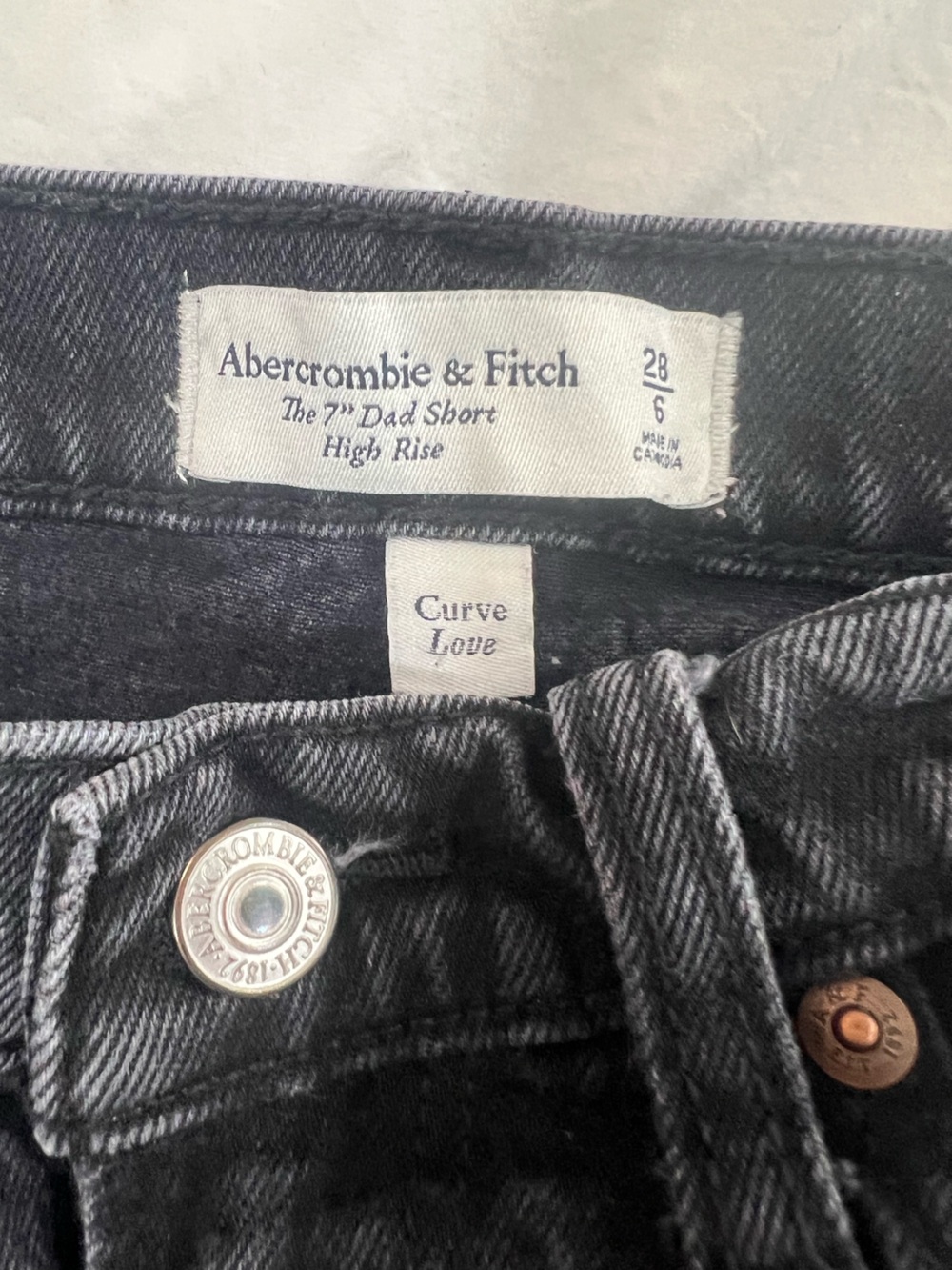 Abercrombie & Fitch "The 7" Dad Short Curve Love Black - Picture 3 of 6